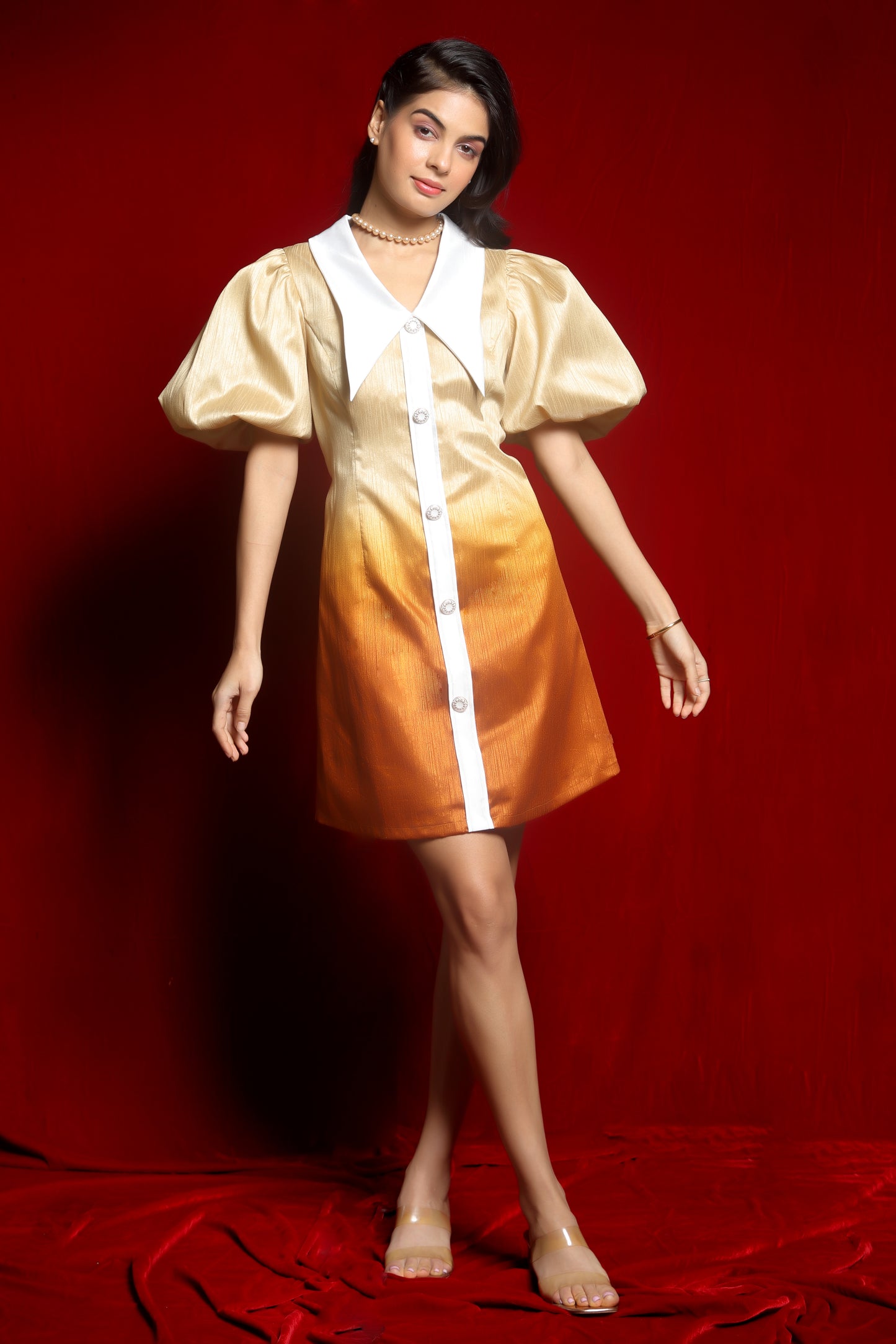 Golden Muse Dual tone Short Dress